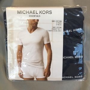 Michael KORS V-Neck Shirts, 3 Pack, Blue